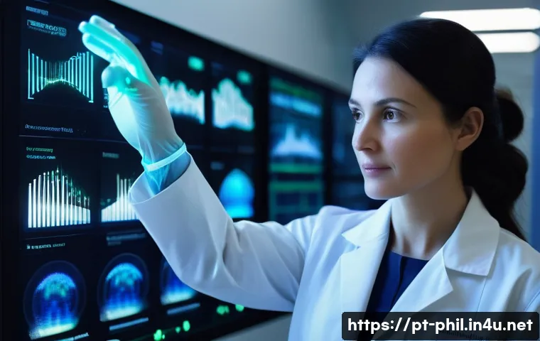 트랜스휴머니즘과 철학적 문제 - **Prompt: "A brilliant female geneticist, in her late 30s with short, neatly styled dark hair, stand...
